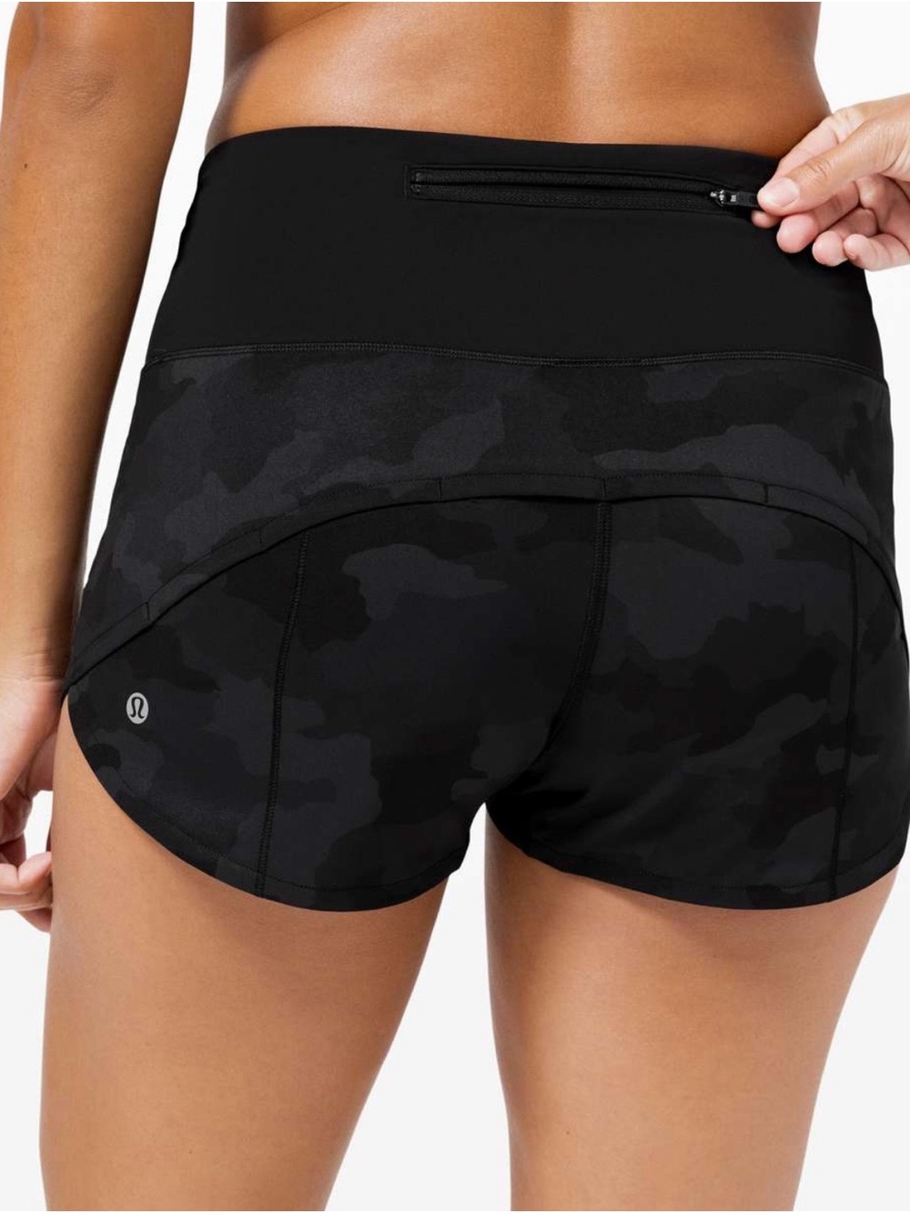 lululemon athletica Black Camo High-Rise Running Shorts 2 tall speed up heritage